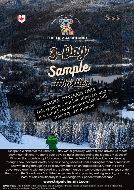 Free 3-Day Whistler Sample Itinerary